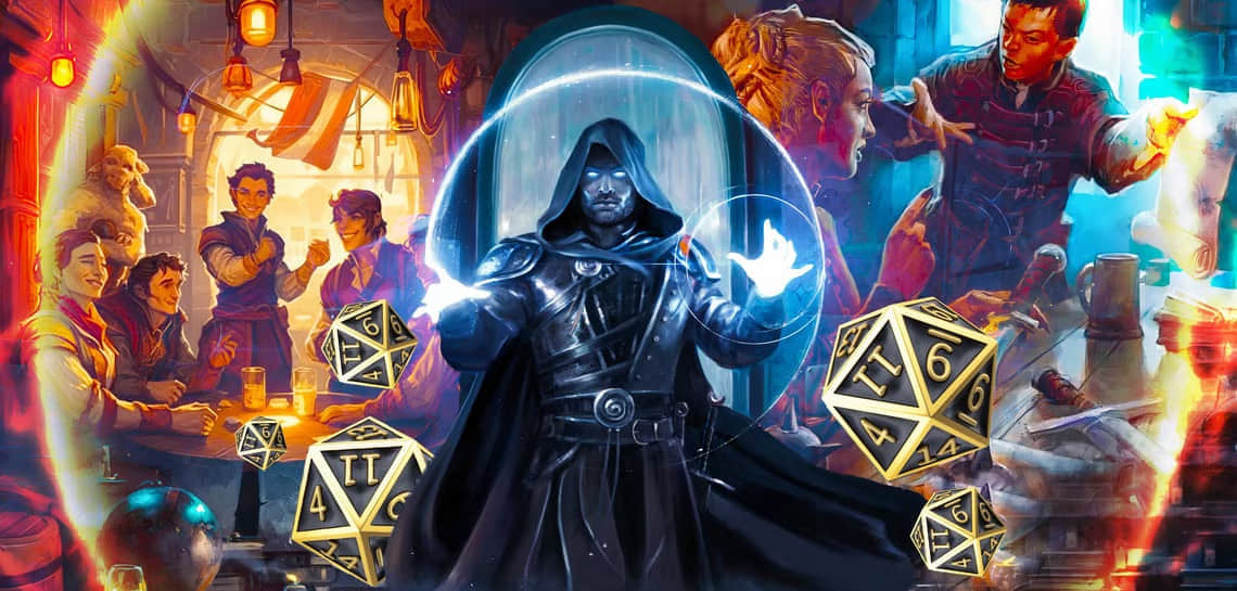 dungeons-dragons-spellcasters-with-characters-around-table-and-dices