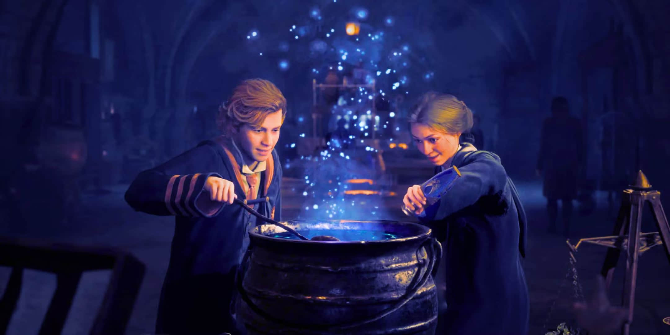 two-hogwarts-legacy-students-brewing-a-potion-at-a-cauldron