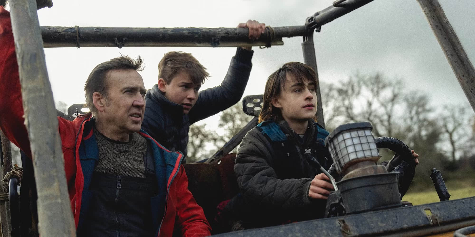 nicolas-cage-rides-in-a-car-with-his-onscreen-sons-in-arcadian