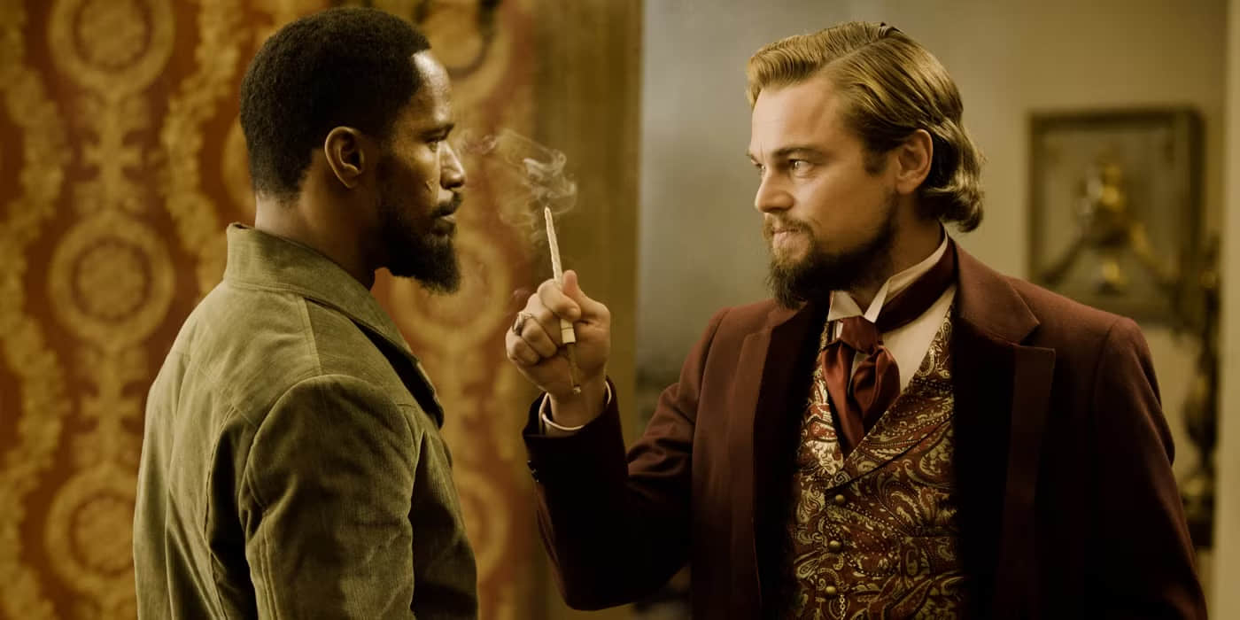 leonardo-dicaprio-as-calvin-candie-with-a-jamie-foxx-in-django-unchained
