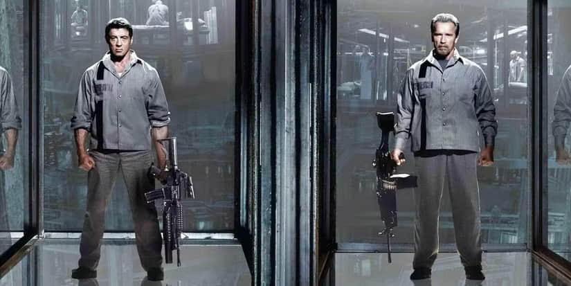 sylvester-stallone-as-ray-and-arnie-as-rottmeyer-holding-assault-rifles-on-escape-plan-s-poster